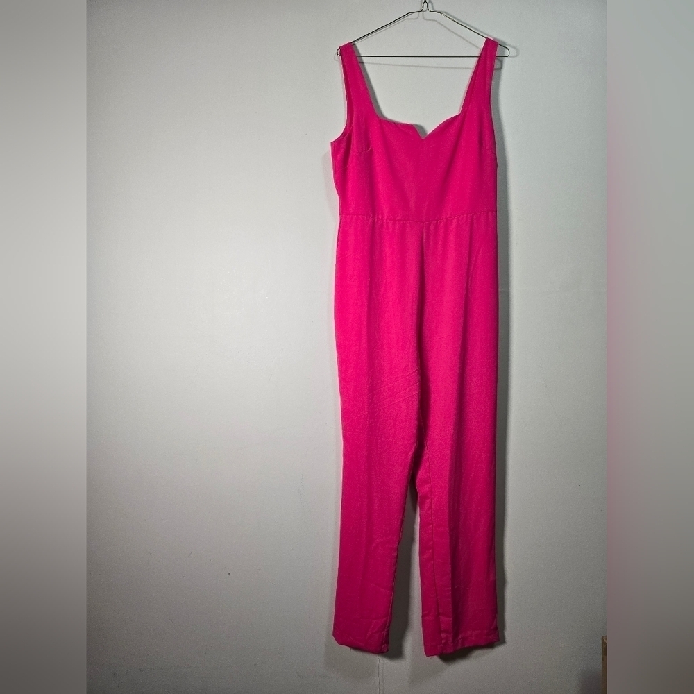 NSR sleeveless wide leg jumpsuit color hot pink size Large